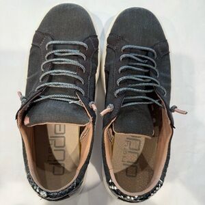 Hey Dude Karina Slip-On Jet Black Snake Skin Pink Accents no tie memory foam